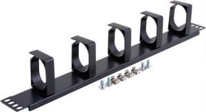 1U cable management with 5 plastic rings