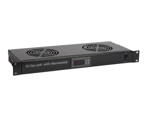 1U fan unit with 2 fans and thermostat