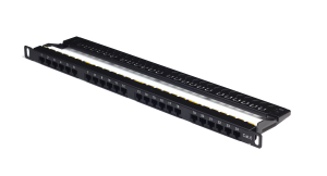 Cat.6 UTP 0.5U Patch Panel,24 Ports,with back Bar